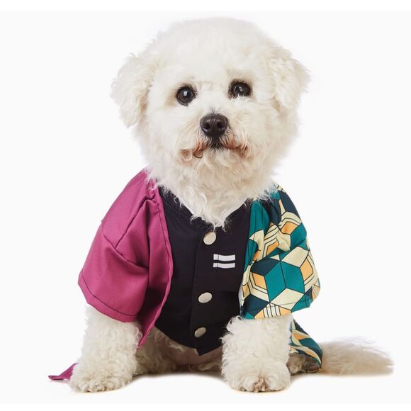 🐾 Coomour Dog Costume Demon Hunter Kimono Purple Small Pet Clothes - Picture 1 of 6